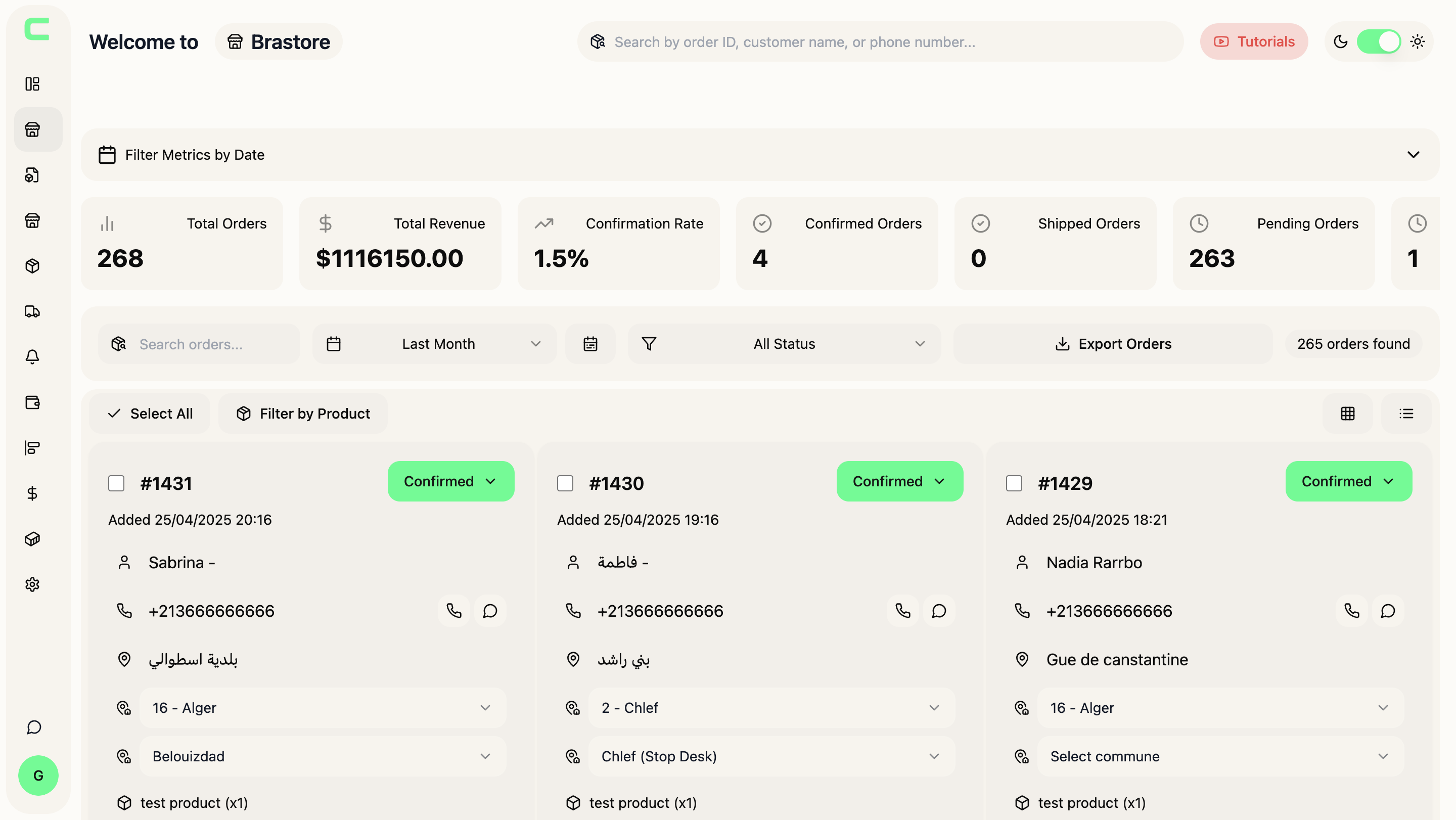Orders Dashboard